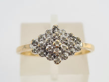 Load image into Gallery viewer, 0232: Vintage: 9ct Gold 23 Round Cut Diamonds Dress Ring- petite, sparkling, eye- catching
