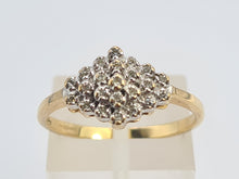 Load image into Gallery viewer, 0232: Vintage: 9ct Gold 23 Round Cut Diamonds Dress Ring- petite, sparkling, eye- catching
