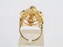 Load image into Gallery viewer, 0409: Vintage: 14ct Gold Purple Amethysts Openwork Set Cocktail Ring
