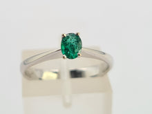 Load image into Gallery viewer, 0421: Vintage: 18ct White Gold Emerald Solitaire Dress/Stacker
