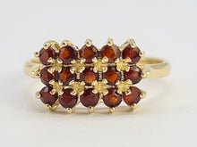 Load image into Gallery viewer, 0423: Vintage: 14ct 15 Red Garnets Signet Ring- Lovely symmetry
