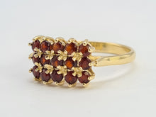 Load image into Gallery viewer, 0423: Vintage: 14ct 15 Red Garnets Signet Ring- Lovely symmetry
