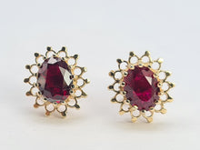 Load image into Gallery viewer, 0548: Vintage: 9ct Gold Rich Red Garnet Openwork Earrings- joyous
