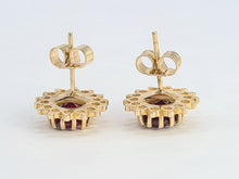 Load image into Gallery viewer, 0548: Vintage: 9ct Gold Rich Red Garnet Openwork Earrings- joyous
