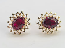 Load image into Gallery viewer, 0548: Vintage: 9ct Gold Rich Red Garnet Openwork Earrings- joyous
