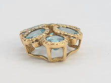 Load image into Gallery viewer, 0210: Vintage: Petite 9ct Gold Simulated Aquamarines 7 Diamonds Ring&nbsp;
