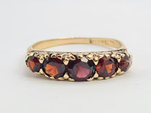 Load image into Gallery viewer, 0338: Antique Edwardian 5 Almandine Garnets Stacker/Half Eternity Ring- old is beautiful
