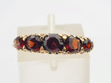 Load image into Gallery viewer, 0338: Antique Edwardian 5 Almandine Garnets Stacker/Half Eternity Ring- old is beautiful
