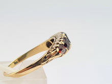 Load image into Gallery viewer, 0338: Antique Edwardian 5 Almandine Garnets Stacker/Half Eternity Ring- old is beautiful
