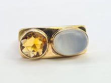 Load image into Gallery viewer, 0509: Vintage Exceptional 9ct Gold Moonstone Citrine Ring- rare, iconic
