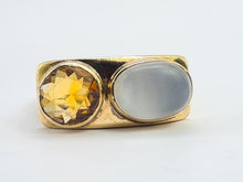 Load image into Gallery viewer, 0509: Vintage Exceptional 9ct Gold Moonstone Citrine Ring- rare, iconic
