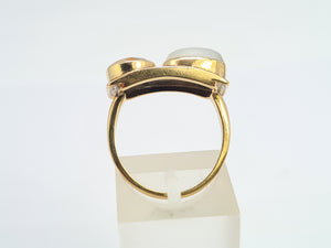 0509: Vintage Exceptional 9ct Gold Moonstone Citrine Ring- rare, iconic