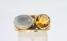 Load image into Gallery viewer, 0509: Vintage Exceptional 9ct Gold Moonstone Citrine Ring- rare, iconic
