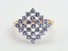 Load image into Gallery viewer, 0512: Vintage 9ct Gold 25 Blue Tanzanites Geometric Set Ring-
