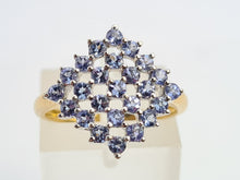 Load image into Gallery viewer, 0512: Vintage 9ct Gold 25 Blue Tanzanites Geometric Set Ring-
