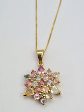 Load image into Gallery viewer, 0515: Vintage 9ct Gold Necklace (45cm) Rainbow Sapphires Pendant
