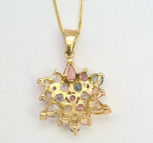 Load image into Gallery viewer, 0515: Vintage 9ct Gold Necklace (45cm) Rainbow Sapphires Pendant
