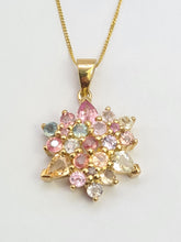 Load image into Gallery viewer, 0515: Vintage 9ct Gold Necklace (45cm) Rainbow Sapphires Pendant
