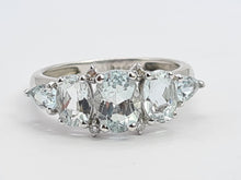 Load image into Gallery viewer, 0519: Vintage: 9ct White Gold Blue Aquamarines Diamonds Dress Ring- Lovely combination
