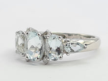 Load image into Gallery viewer, 0519: Vintage: 9ct White Gold Blue Aquamarines Diamonds Dress Ring- Lovely combination
