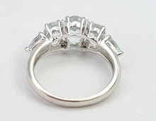 Load image into Gallery viewer, 0519: Vintage: 9ct White Gold Blue Aquamarines Diamonds Dress Ring- Lovely combination
