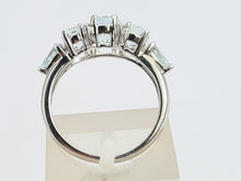 Load image into Gallery viewer, 0519: Vintage: 9ct White Gold Blue Aquamarines Diamonds Dress Ring- Lovely combination
