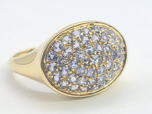 0522: 9ct Gold Violet Blue Tanzanites  Statement Cocktail Ring