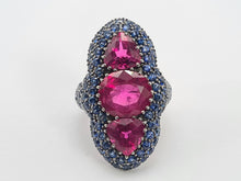 Load image into Gallery viewer, 0590: Vintage: Spectacular 18ct White Gold Pink Tourmalines Blue Sapphires Statement Ring
