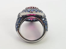 Load image into Gallery viewer, 0590: Vintage: Spectacular 18ct White Gold Pink Tourmalines Blue Sapphires Statement Ring
