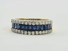 Load image into Gallery viewer, 0591: Vintage: 18ct Gold Sapphires Diamonds Tiered Ring - incredible sparkle, a beautiful piece
