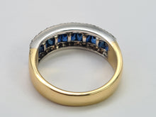 Load image into Gallery viewer, 0591: Vintage: 18ct Gold Sapphires Diamonds Tiered Ring - incredible sparkle, a beautiful piece
