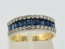 Load image into Gallery viewer, 0591: Vintage: 18ct Gold Sapphires Diamonds Tiered Ring - incredible sparkle, a beautiful piece
