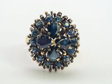 Load image into Gallery viewer, 0646: Vintage: 18ct  Gold Blue Sapphires Statement Cocktail Ring
