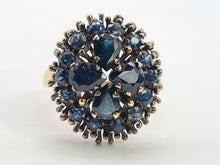 Load image into Gallery viewer, 0646: Vintage: 18ct  Gold Blue Sapphires Statement Cocktail Ring
