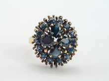 Load image into Gallery viewer, 0646: Vintage: 18ct  Gold Blue Sapphires Statement Cocktail Ring
