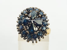 Load image into Gallery viewer, 0646: Vintage: 18ct  Gold Blue Sapphires Statement Cocktail Ring
