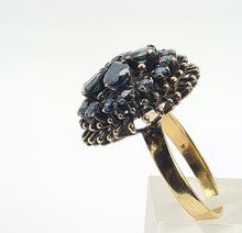 Load image into Gallery viewer, 0646: Vintage: 18ct  Gold Blue Sapphires Statement Cocktail Ring
