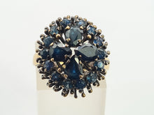 Load image into Gallery viewer, 0646: Vintage: 18ct  Gold Blue Sapphires Statement Cocktail Ring
