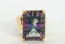 Load image into Gallery viewer, Vintage: 9ct Gold Emerald Cut Caribbean Topaz Statement Cocktail Ring
