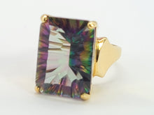 Load image into Gallery viewer, Vintage: 9ct Gold Emerald Cut Caribbean Topaz Statement Cocktail Ring
