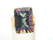 Load image into Gallery viewer, Vintage: 9ct Gold Emerald Cut Caribbean Topaz Statement Cocktail Ring
