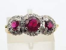 Load image into Gallery viewer, 0664: Vintage: luscious 18ct Gold Rubies Diamonds Ring- Date Mark 1976
