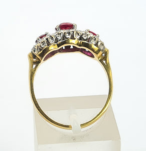 0664: Vintage: luscious 18ct Gold Rubies Diamonds Ring- Date Mark 1976