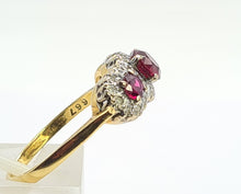 Load image into Gallery viewer, 0664: Vintage: luscious 18ct Gold Rubies Diamonds Ring- Date Mark 1976
