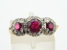 Load image into Gallery viewer, 0664: Vintage: luscious 18ct Gold Rubies Diamonds Ring- Date Mark 1976
