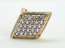 Load image into Gallery viewer, 0542: Vintage: 9ct Gold Tanzanites Diamonds Geometric Set Statement Ring-&nbsp;
