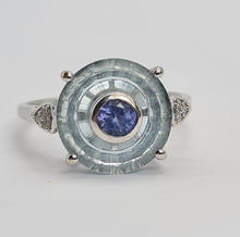 Load image into Gallery viewer, 0431 Vintage: 9ct White Gold Tanzanite, Topaz, Diamonds Art Deco Style Cocktail Ring
