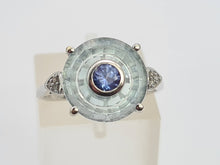 Load image into Gallery viewer, 0431 Vintage: 9ct White Gold Tanzanite, Topaz, Diamonds Art Deco Style Cocktail Ring
