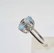 Load image into Gallery viewer, 0431 Vintage: 9ct White Gold Tanzanite, Topaz, Diamonds Art Deco Style Cocktail Ring
