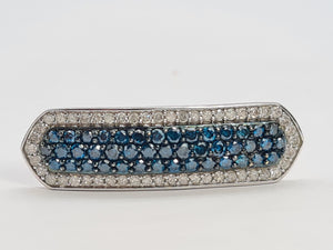 0432 Vintage: 9ct White Gold Blue & White Diamonds Statement Ring